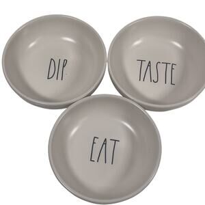 Rae Dunn Artisan Collection 3 Piece Dip Eat Taste Ceramic Snack Bowls Dishes